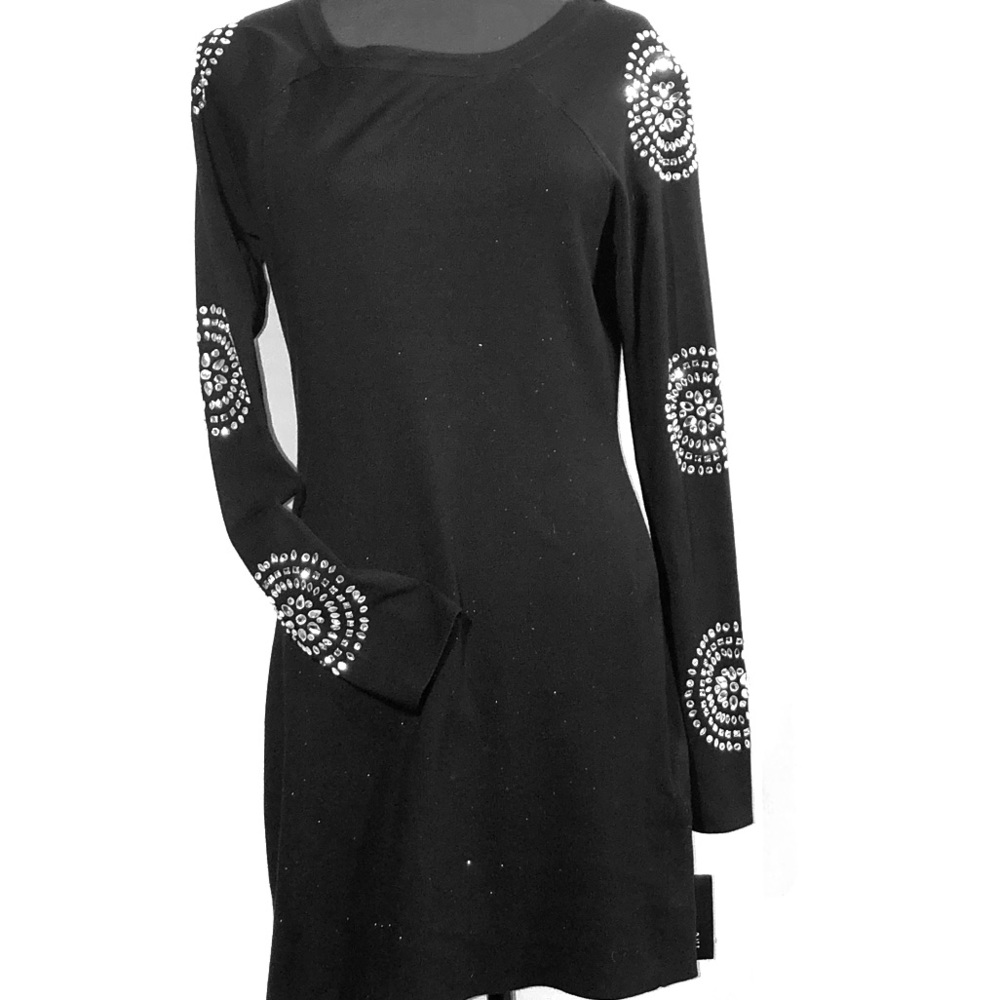 Black Dress with Glitz Long Sleeve - Medium